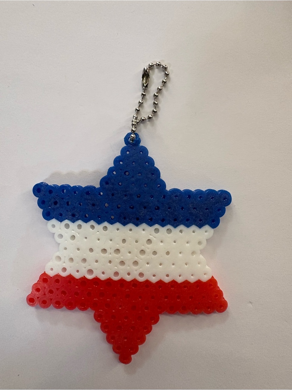 Blue White Red Star Bead Keychain - Unbranded